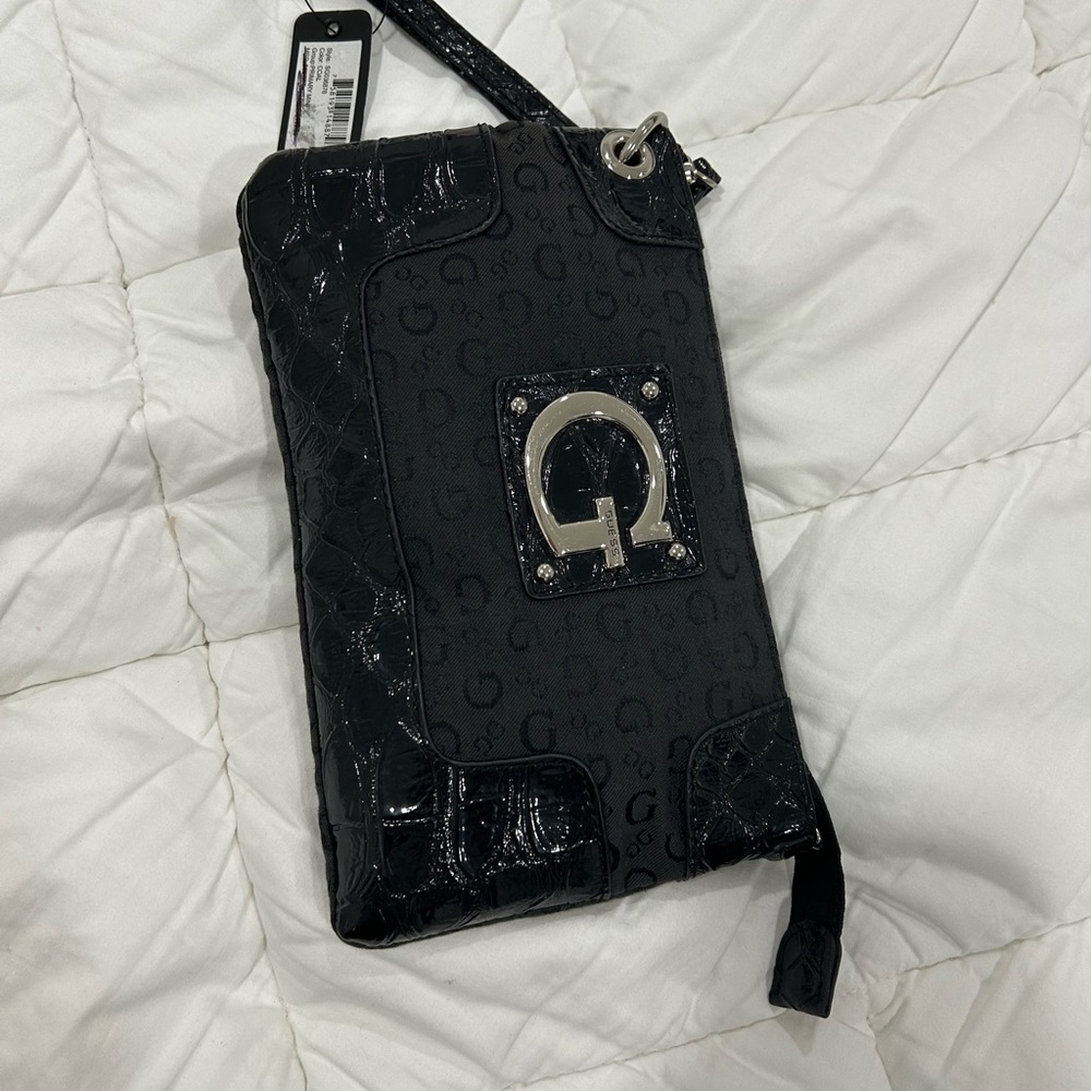 Guess Black Wristlet with Silver Accents